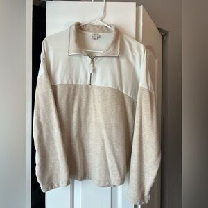 J. Crew Cream and White Zip Pullover
